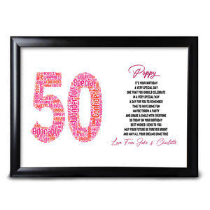 50th Birthday Keepsake For Her Print Sister Friend Perfect Keepsake Mum Auntie Cousin Mother 40th 50th 60th 70th 80th