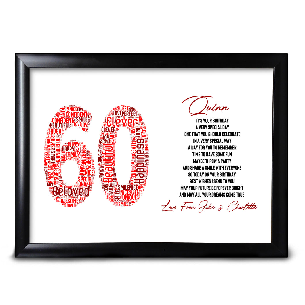 Lord Fox 60th Birthday Keepsake For Her Personalised Print Sister Friend Perfect Keepsake Mum Auntie Cousin Nan Nanny 40th 50th 60th 70th 80th