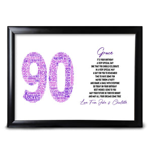 Lord Fox 90th Birthday Keepsake For Her Personalised Print Sister Friend Perfect Keepsake Mum Auntie Cousin Nan Nanny 40th 50th 60th 70th 80th