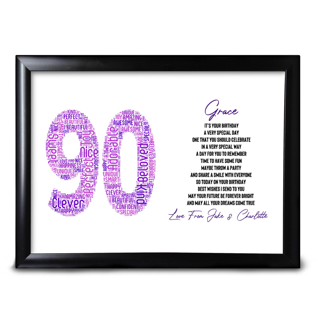 Lord Fox 90th Birthday Keepsake For Her Personalised Print Sister Friend Perfect Keepsake Mum Auntie Cousin Nan Nanny 40th 50th 60th 70th 80th