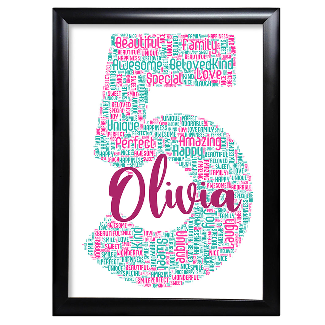 5th Birthday Print For Her Personalised Baby Sister Cousin Friend Perfect Keepsake For A Child Daughter