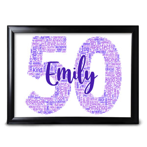 50th Birthday Print For Her Personalised Sister Friend Perfect Keepsake Mum Auntie Cousin Mother Personalised