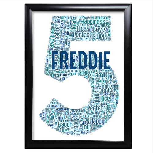 5th Birthday Word Art Gifts For Boy Name Print 1st 5th 10th 16th 18th, 20th, 21st, 30th, 40th, 50th, 60th Keepsake Framed Present Card