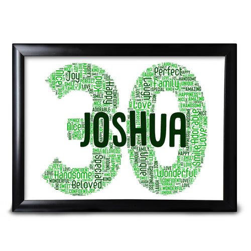 30th Birthday Gifts Word Art For Him Dad Uncle Any Number 1st 5th 10th 16th 18th, 20th, 21st, 30th, 40th, 50th, 60th, 70th, 80th Keepsake Framed Or Card