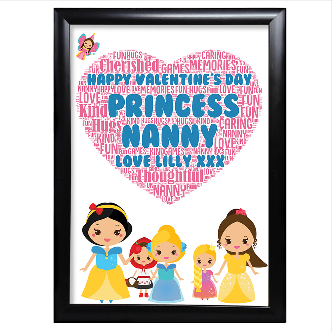 Grandma Gift Valentines Day Print For Her Word Art Nanny Keepsake