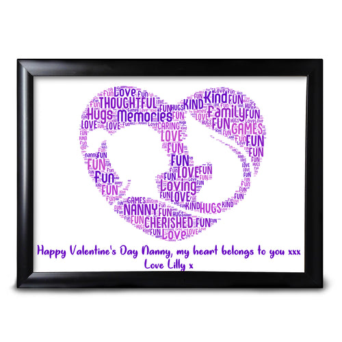 Nanny Gifts Personalised Word Art For Grandma Valentines Day For Her Keepsake