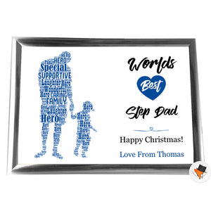 Gifts For Step-Dad Christmas Present Framed Word Art Print Or Card Unique Birthday Anniversary Thank You Keepsake Him Step-Dad Step-Father Step Dad Daddy Step-Dad & Step-Son