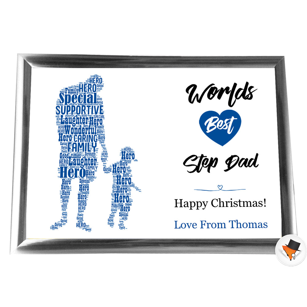 Gifts For Step-Dad Christmas Present Framed Word Art Print Or Card Unique Birthday Anniversary Thank You Keepsake Him Step-Dad Step-Father Step Dad Daddy Step-Dad & Step-Son