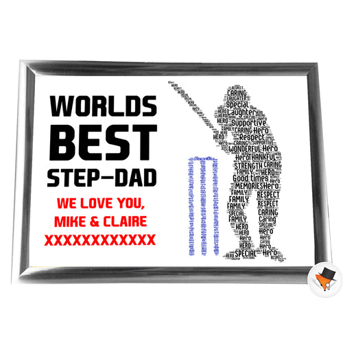 Gifts For Step-Dad Christmas Present Frame Word Art Print Or Card Unique Birthday Anniversary Thank You Keepsake Him Step-Dad Step-Father Step Dad Daddy Cricket