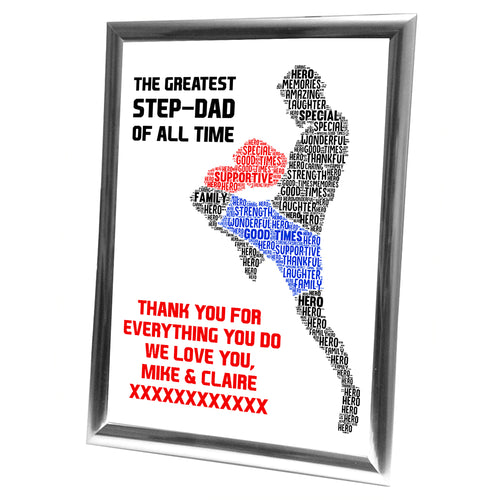 Gifts For Step-Dad Christmas Present Framed Word Art Print Or Card Unique Birthday Anniversary Thank You Keepsake Him Step-Dad Step-Father Step Dad Daddy Golf