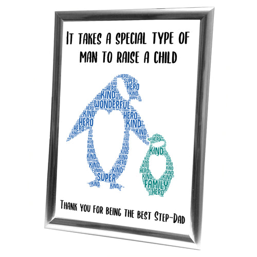 Gifts For Step-Dad Christmas Present Framed Word Art Print Or Card Unique Birthday Anniversary Thank You Keepsake Him Step-Dad Step-Father Step Dad Daddy Father