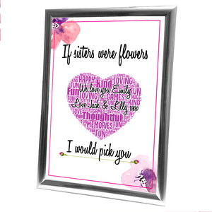 Gifts For Sister Christmas Present Framed Word Art Print Or Card Unique Birthday Anniversary Thank You Baby Shower Keepsake Her Sister Aunty Mum Flowers
