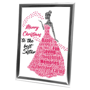Gifts For Sister Christmas Present Framed Word Art Print Or Card Unique Birthday Anniversary Thank You Baby Shower Keepsake Her Sister Aunty Mum Princess