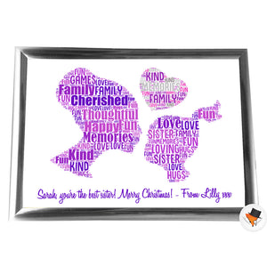 Gifts For Sister Christmas Present Framed Word Art Print Or Card Unique Birthday Anniversary Thank You Baby Shower Keepsake Her Sister Aunty Mum Family