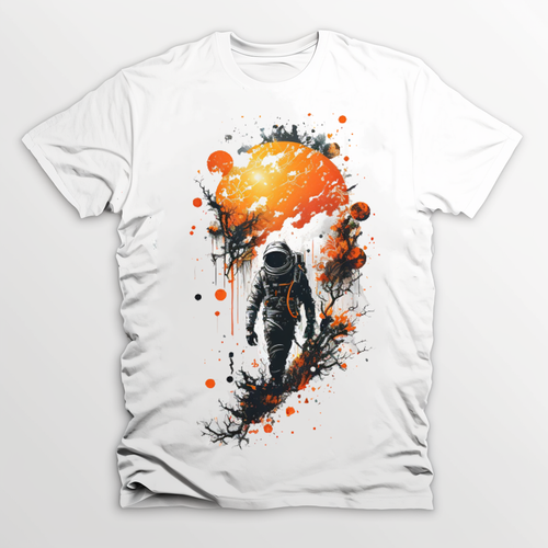 Spaceman Astronaut Concept Artwork Print on White T-shirt for Men and Women Unisex LordFox Unique & Exclusive
