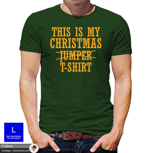 Christmas Jumper Mens Green Novelty Cotton T-shirt