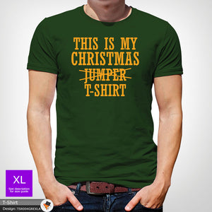 Christmas Jumper Mens Green Novelty Cotton T-shirt