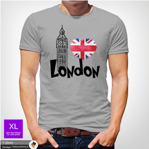 London England Mens Blue Union Jack Cotton T-shirt