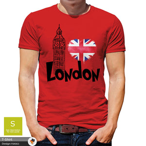 London England Mens Blue Union Jack Cotton T-shirt