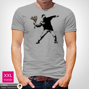 Banksy Flower Mens Artist Cotton T-shirt