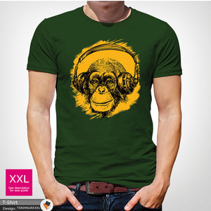 Headphones Chimp Mens Music Cotton T-shirt
