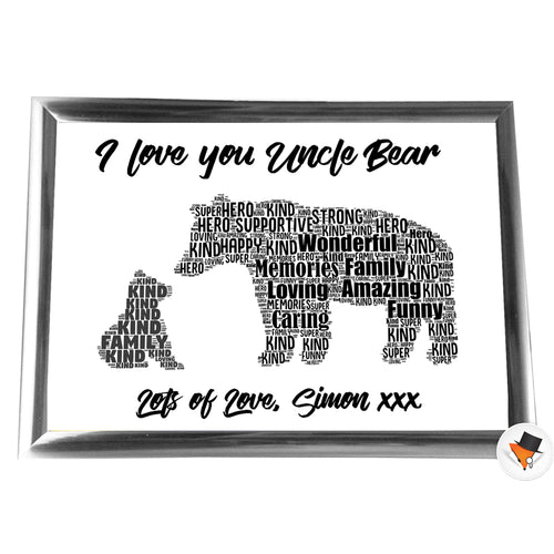 Gifts For Uncle Christmas Present Framed Word Art Print Or Card Unique Birthday Anniversary Thank You Baby Shower Keepsake Him Uncle Brother Dad Grandad Bears