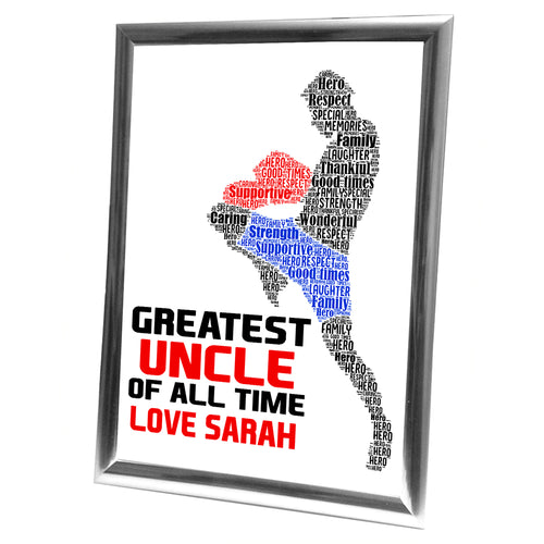 Gifts For Uncle Christmas Present Framed Word Art Print Or Card Unique Birthday Anniversary Thank You Baby Shower Keepsake Him Uncle Brother Dad Grandad Kick Boxing