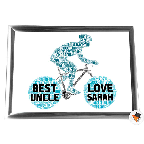 Gifts For Uncle Christmas Present Framed Word Art Print Or Card Unique Birthday Anniversary Thank You Baby Shower Keepsake Him Uncle Brother Dad Grandad Bicycle