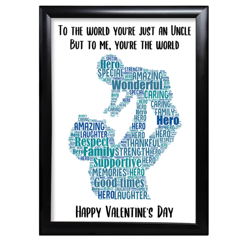 Valentines Day Uncle Gifts Personalised Word Art Keepsake Brother Print Card